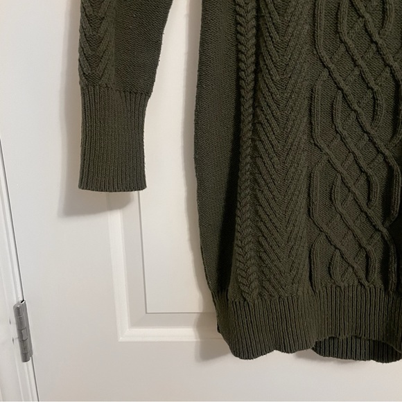 United by Blue Sweater Dress, Chunky Cable Knit Recycled Cotton in Forest Green - Picture 4 of 10